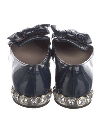 Miu Miu Patent Leather Bow Accents Loafers