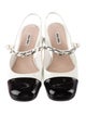 Miu Miu Patent Leather Chain-Link Accents Slingback Pumps