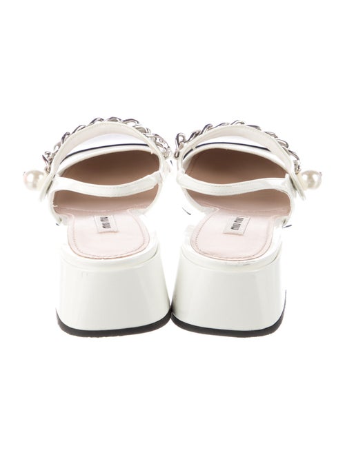 Miu Miu Patent Leather Chain-Link Accents Slingback Pumps