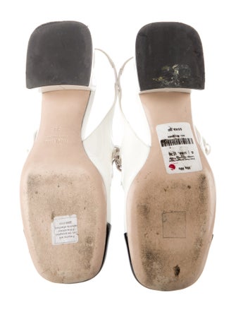 Miu Miu Patent Leather Chain-Link Accents Slingback Pumps