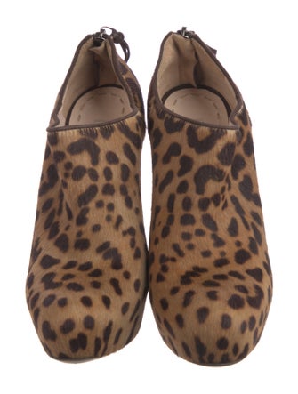 Miu Miu Ponyhair Animal Print Lace-Up Boots