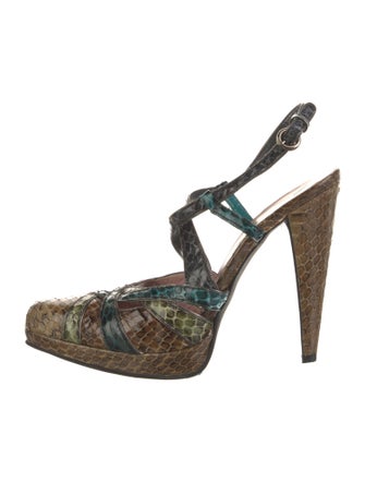 Miu Miu Snakeskin Animal Print Slingback Pumps