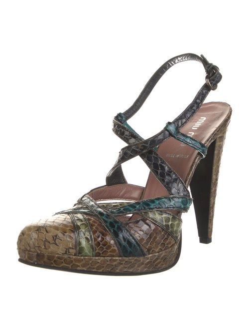 Miu Miu Snakeskin Animal Print Slingback Pumps