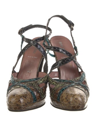 Miu Miu Snakeskin Animal Print Slingback Pumps