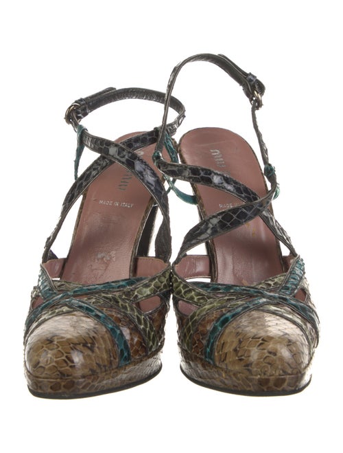 Miu Miu Snakeskin Animal Print Slingback Pumps