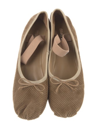 Miu Miu Suede Bow Accents Mary Jane Flats