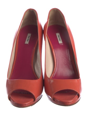 Miu Miu Patent Leather Printed Slingback Sandals