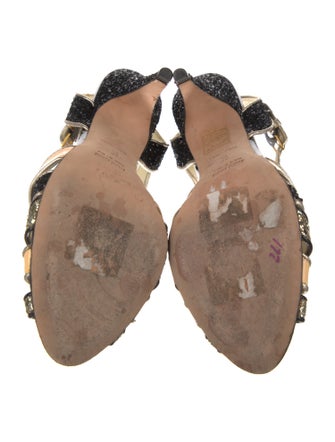 Miu Miu Glitter Colorblock Pattern Slingback Sandals