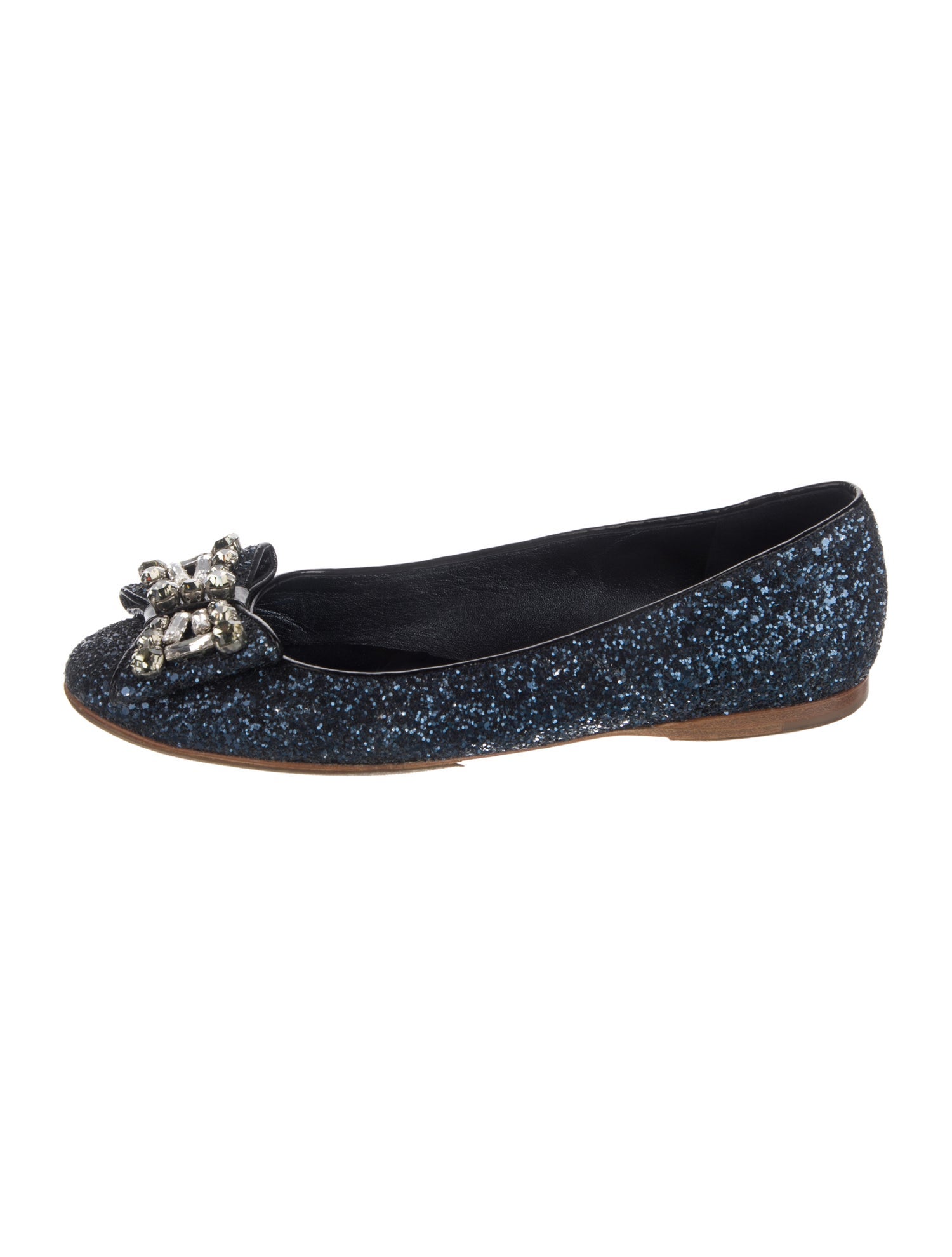 Miu Miu Glitter Glitter Accents Ballet Flats