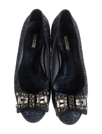 Miu Miu Glitter Glitter Accents Ballet Flats