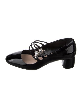 Miu Miu Patent Leather Crystal Embellishments Pumps