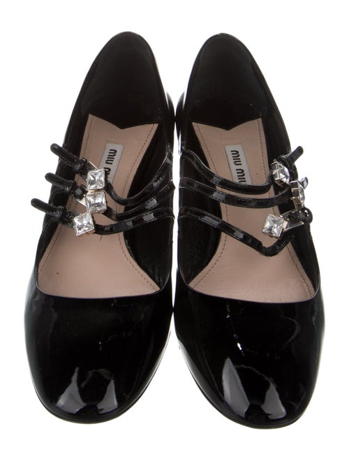 Miu Miu Patent Leather Crystal Embellishments Pumps