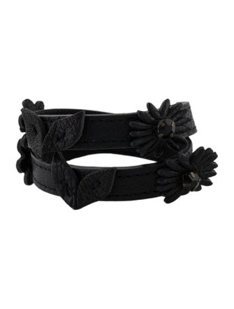 Miu Miu Crystal & Leather Double Wrap Bracelet