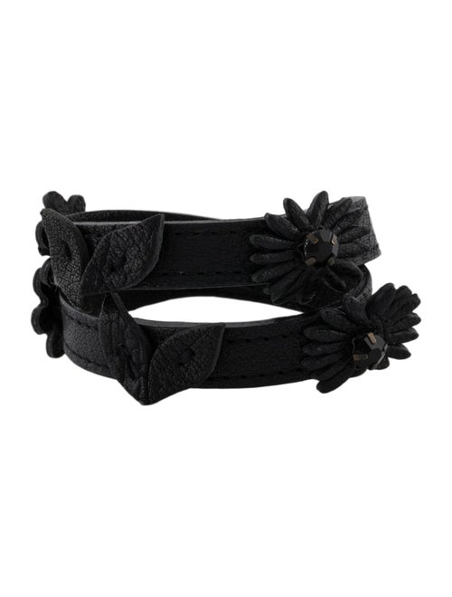 Miu Miu Crystal & Leather Double Wrap Bracelet