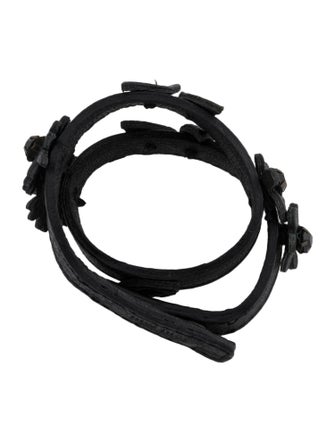 Miu Miu Crystal & Leather Double Wrap Bracelet