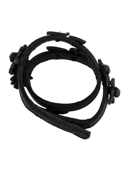 Miu Miu Crystal & Leather Double Wrap Bracelet
