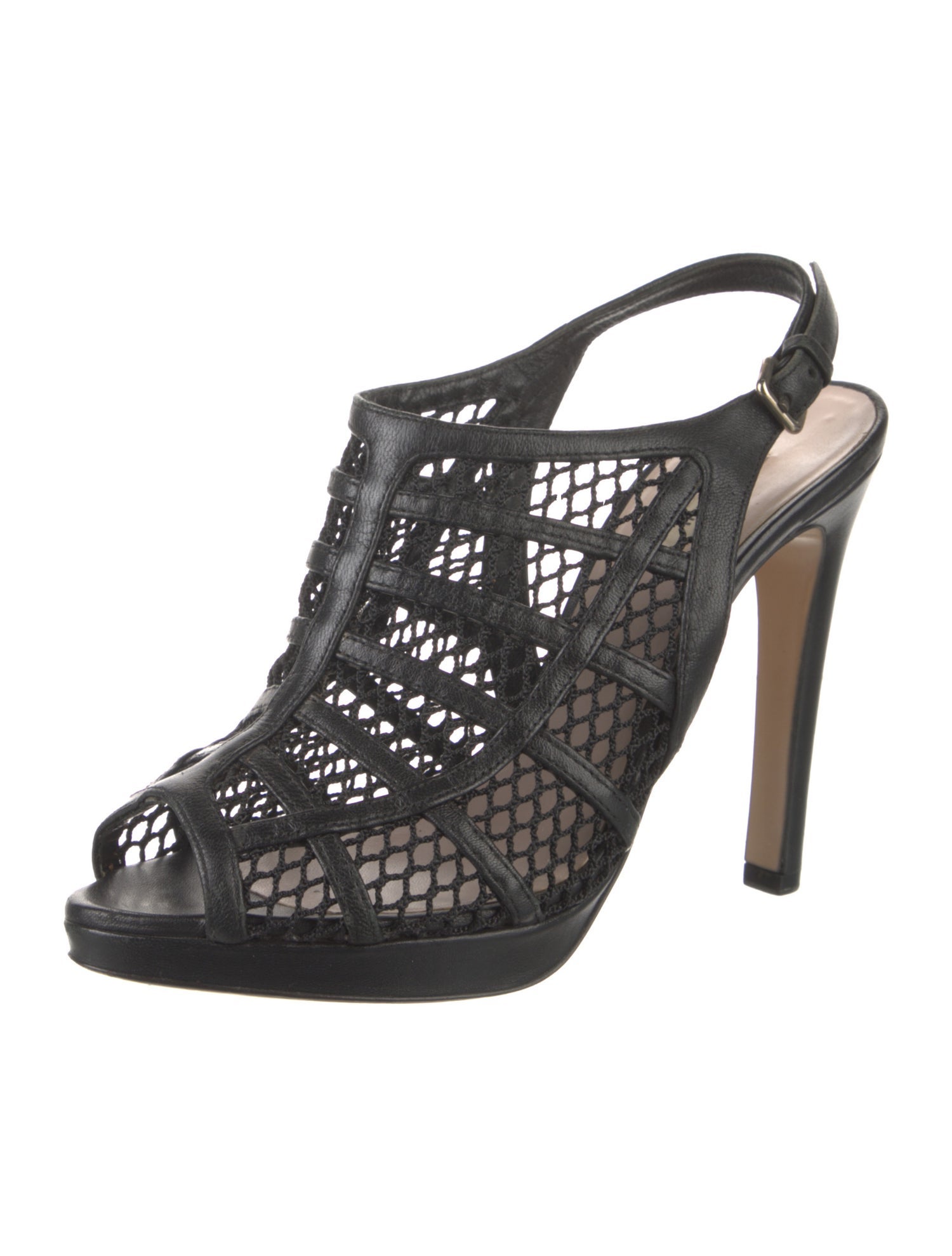 Miu Miu Leather Mesh Accents Slingback Pumps