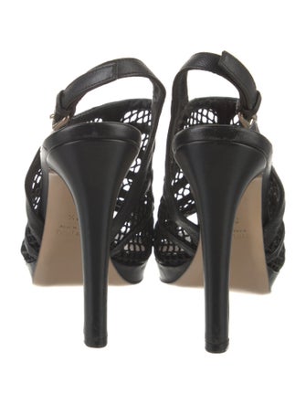 Miu Miu Leather Mesh Accents Slingback Pumps