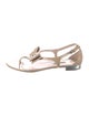 Miu Miu Patent Leather Bow Accents T-Strap Sandals