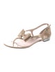 Miu Miu Patent Leather Bow Accents T-Strap Sandals