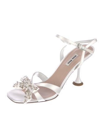 Miu Miu Satin Crystal Embellishments Sandals