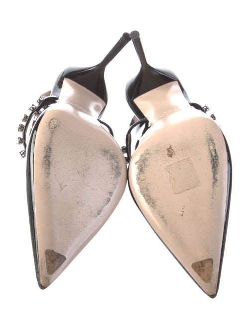 Miu Miu Patent Leather Crystal Embellishments Slingback Pumps