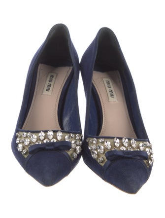 Miu Miu Suede Bow Accents Pumps