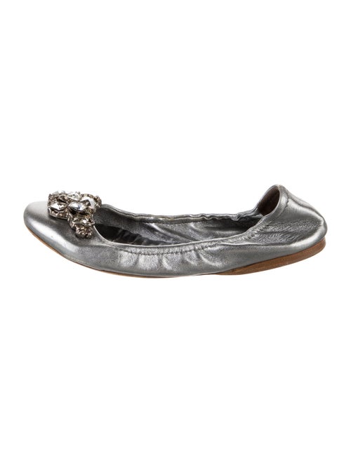 Miu Miu Leather Crystal Embellishments Ballet Flats