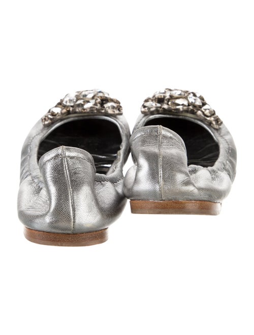 Miu Miu Leather Crystal Embellishments Ballet Flats