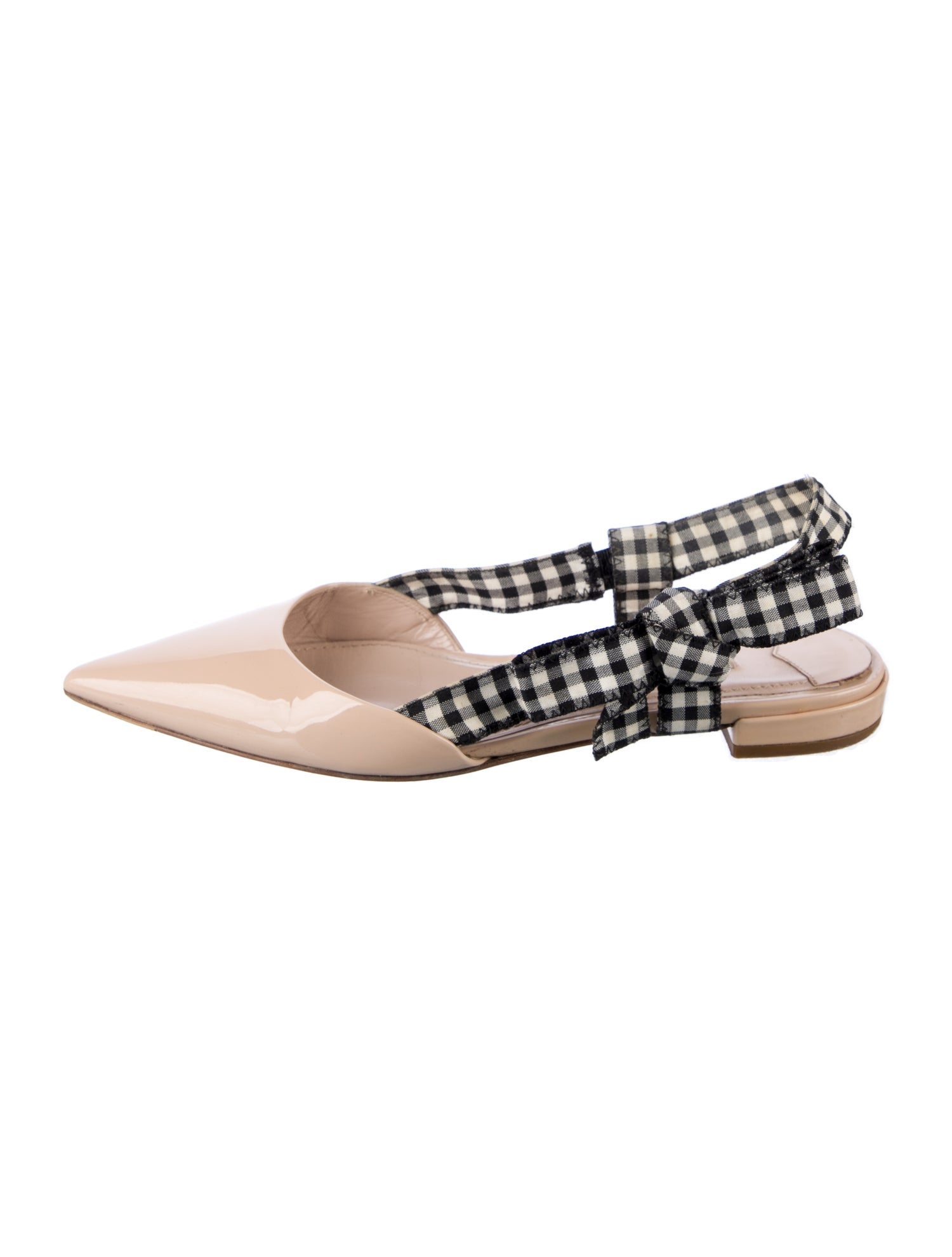 Miu Miu Patent Leather Plaid Print Slingback Flats
