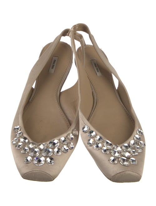 Miu Miu Satin Crystal Embellishments Slingback Flats