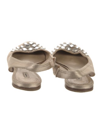 Miu Miu Satin Crystal Embellishments Slingback Flats
