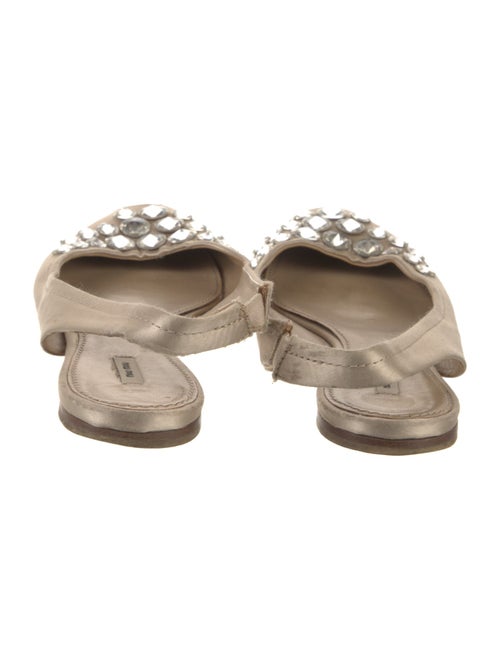 Miu Miu Satin Crystal Embellishments Slingback Flats