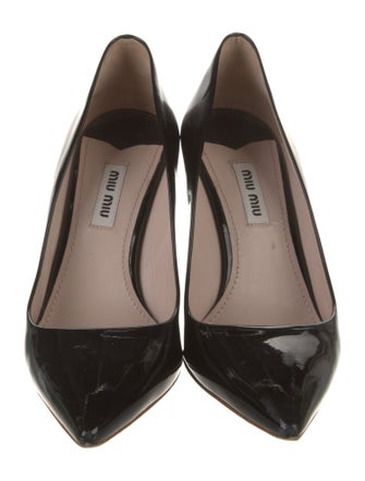 Miu Miu Patent Leather Glitter Accents Pumps