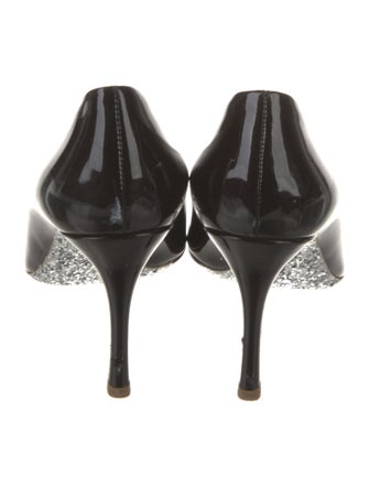 Miu Miu Patent Leather Glitter Accents Pumps