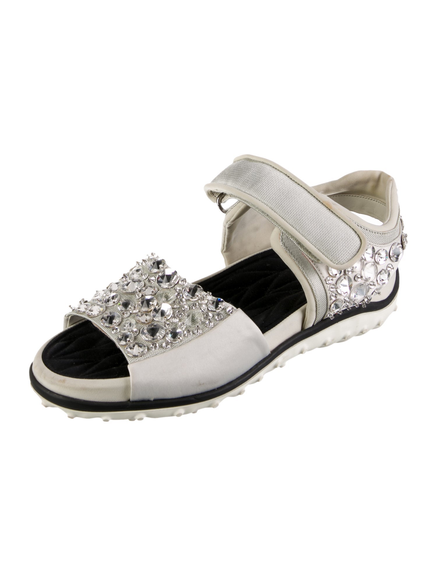 Miu Miu Satin Crystal Embellishments Sandals