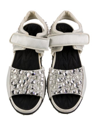 Miu Miu Satin Crystal Embellishments Sandals