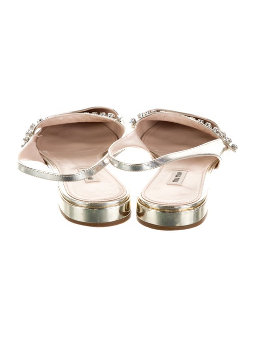 Miu Miu Patent Leather Crystal Embellishments Slingback Flats
