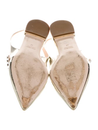 Miu Miu Patent Leather Crystal Embellishments Slingback Flats