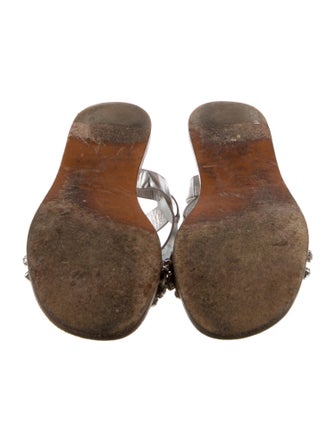 Miu Miu Leather Crystal Embellishments Slides