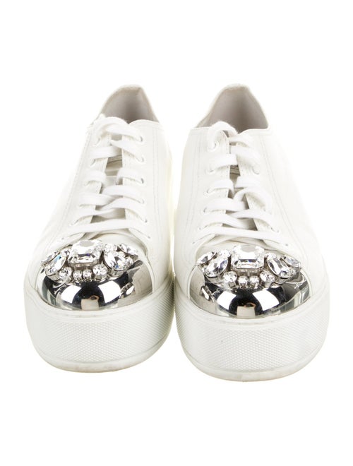 Miu Miu Leather Crystal Embellishments Sneakers
