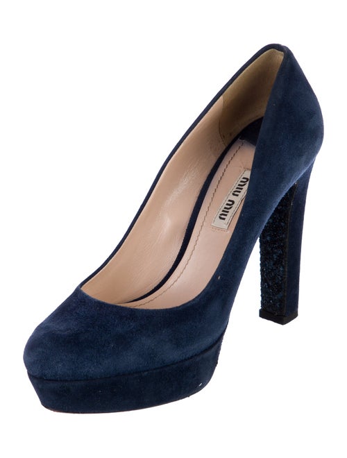 Miu Miu Suede Glitter Accents Pumps