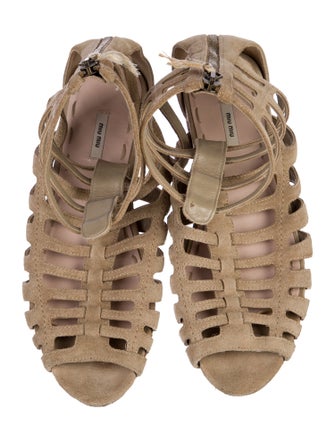 Miu Miu Suede Animal Print Gladiator Sandals