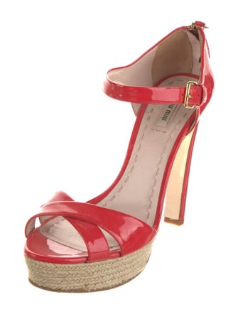 Miu Miu Patent Leather T-Strap Sandals