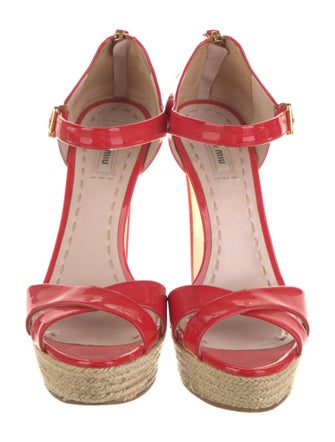 Miu Miu Patent Leather T-Strap Sandals