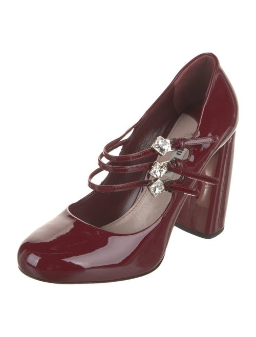 Miu Miu Patent Leather Crystal Embellishments Pumps