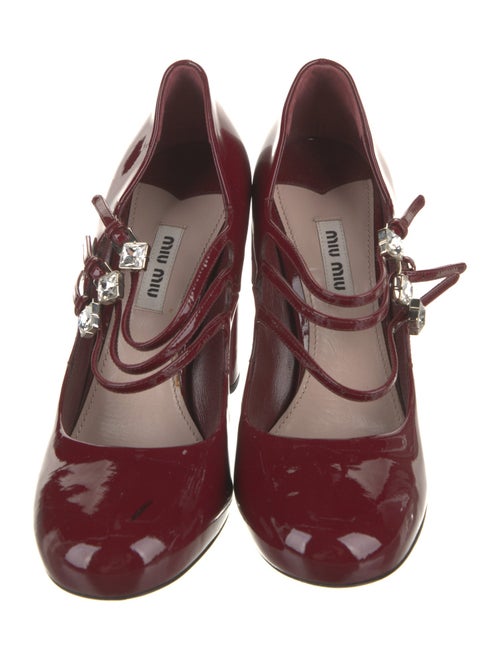 Miu Miu Patent Leather Crystal Embellishments Pumps