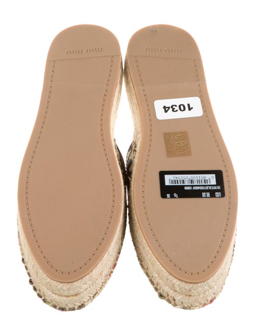 Miu Miu Leather Floral Print Espadrilles