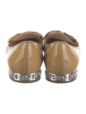Miu Miu Patent Leather Bow Accents Loafers