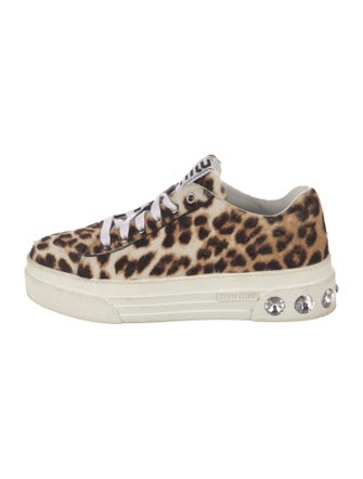 Miu Miu Ponyhair Animal Print Sneakers